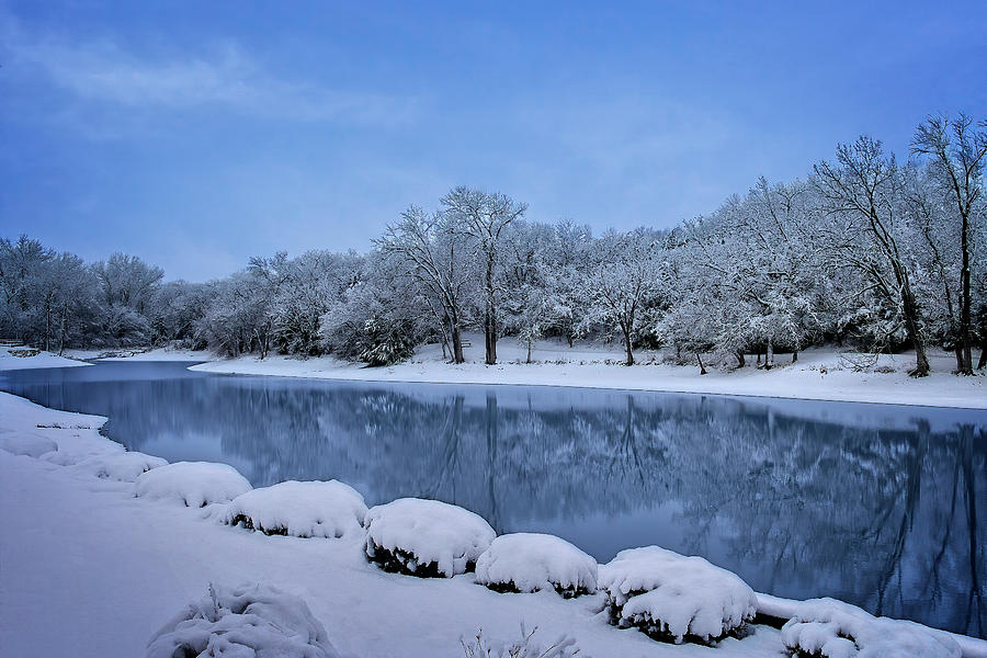 Snowy Pond Photograph by Shelly Gunderson