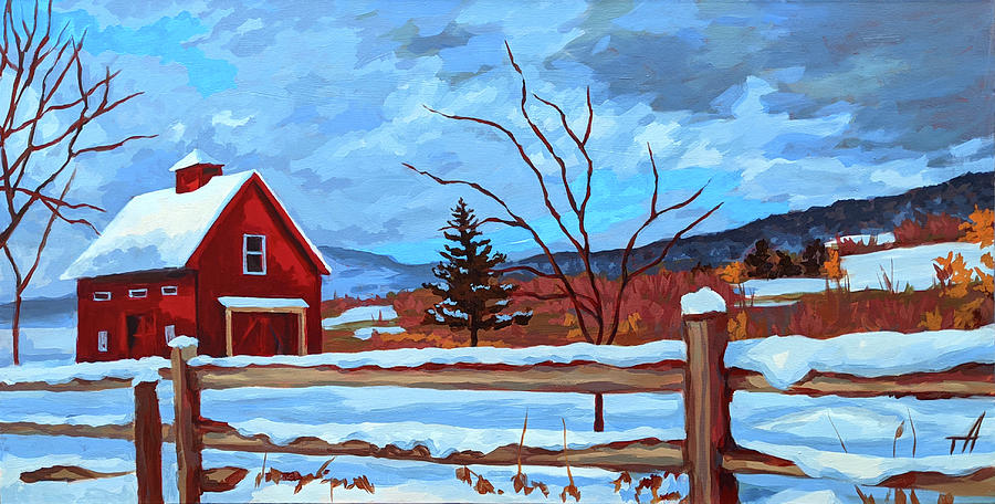 Snowy Red Barn In Vermont Painting By Victoria Voner Fine Art America