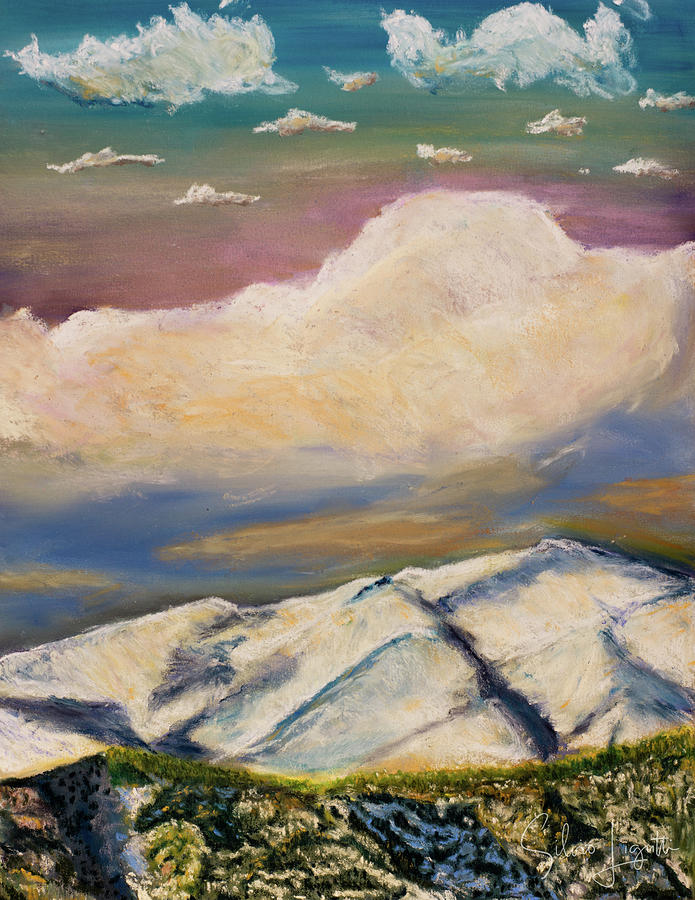 Snowy Sangre de Cristo Mountains on the High Road to Taos - New Mexico Land of Enchantment Pastel by Silvio Ligutti