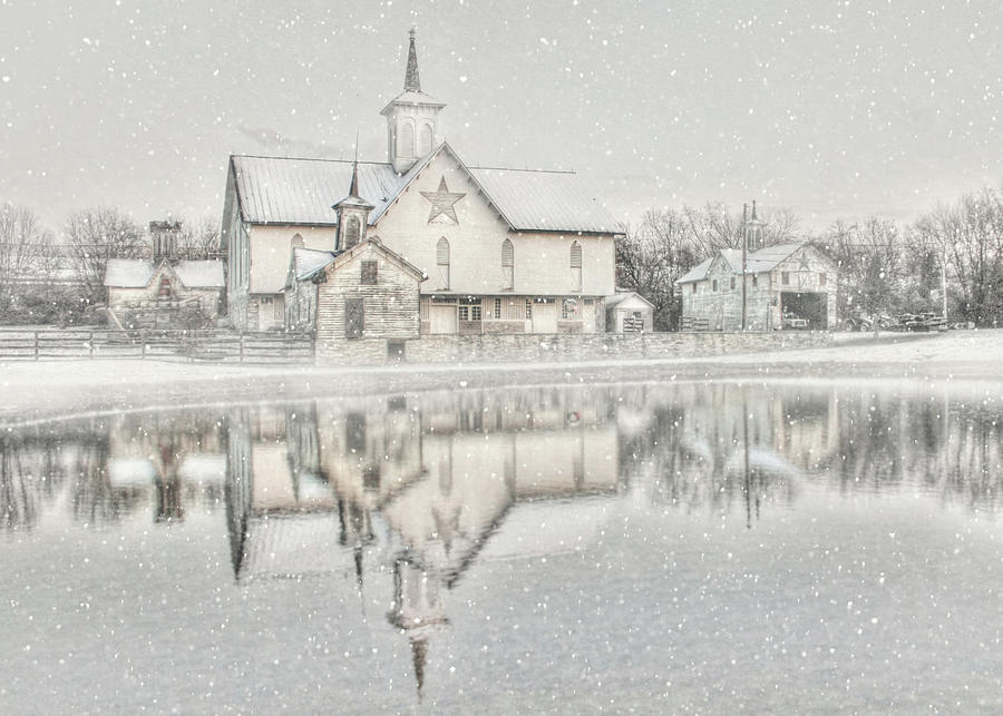 Christmas Photograph - Snowy Star Barn by Lori Deiter