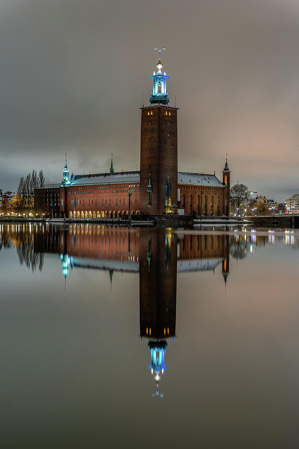 Stockholm Photograph - Snowy Stockholm City Hall Night Reflection by Dejan Kostic Stockholm Photograph - Snowy Stockholm City Hall Night Reflection by Dejan Kostic