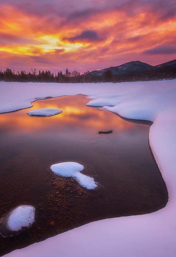 Snowy Sunrise at Sprague Lake Photograph by Darren White