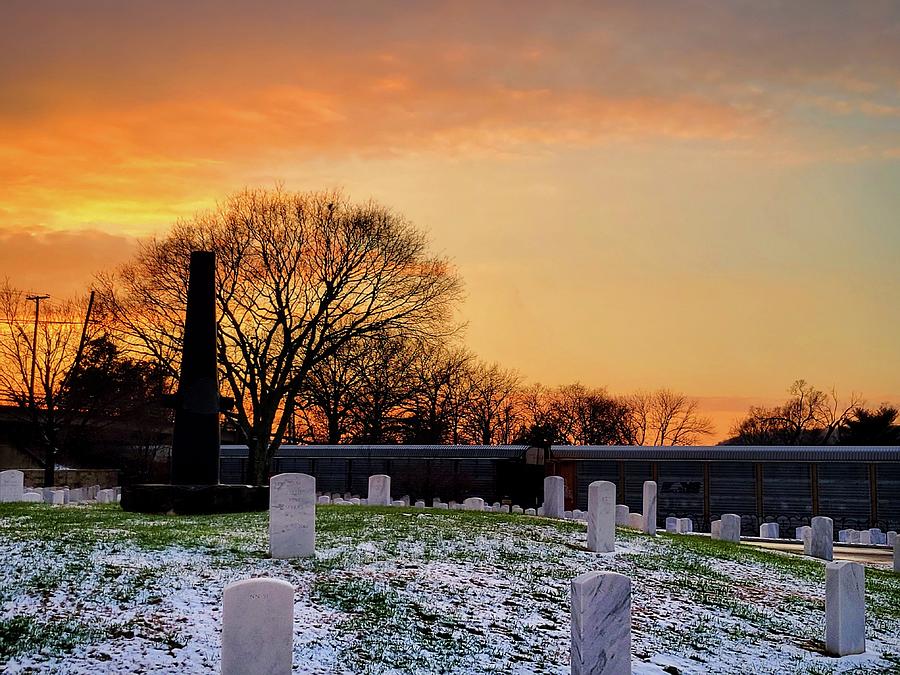 Snowy Sunset At The Nashville National Cemetery Photograph