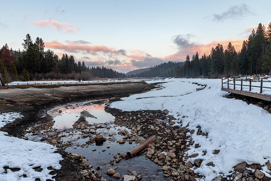 Snowy Sunset View Of Hume Lake Photograph