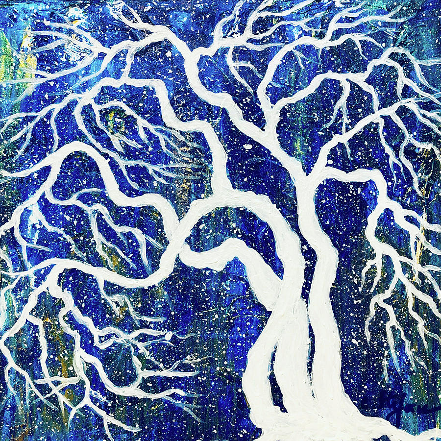 Snowy tree in Winter Painting by Cristina Stefan