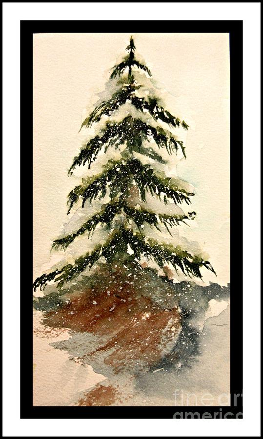Snowy Tree Painting by Janet Cruickshank