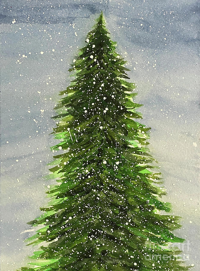 Snowy Tree Painting by Lisa Neuman