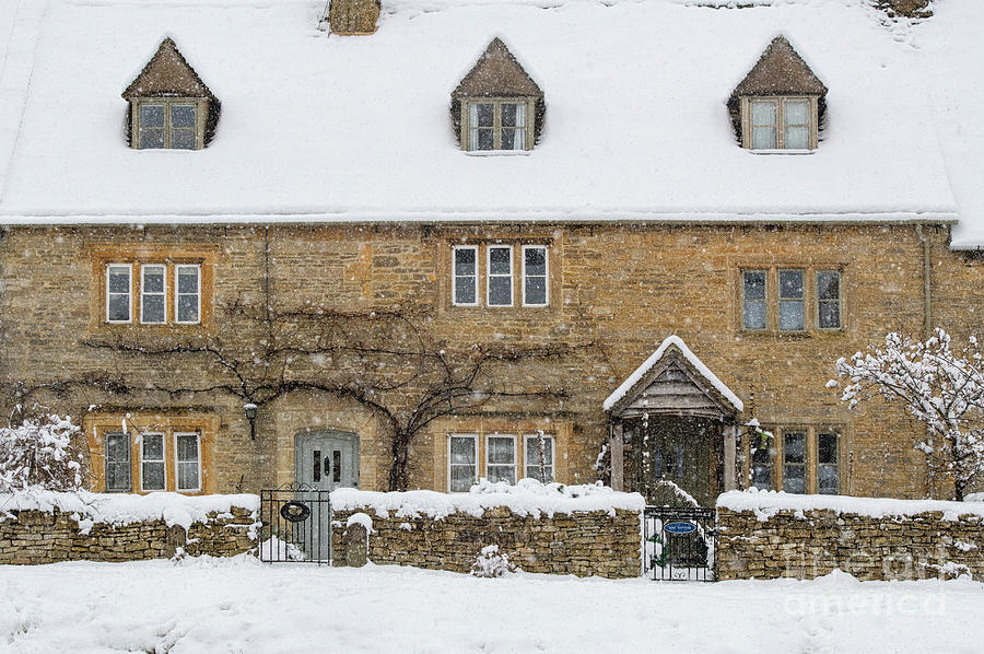 Snowy Winter Cotswold Cottages Photograph by Tim Gainey
