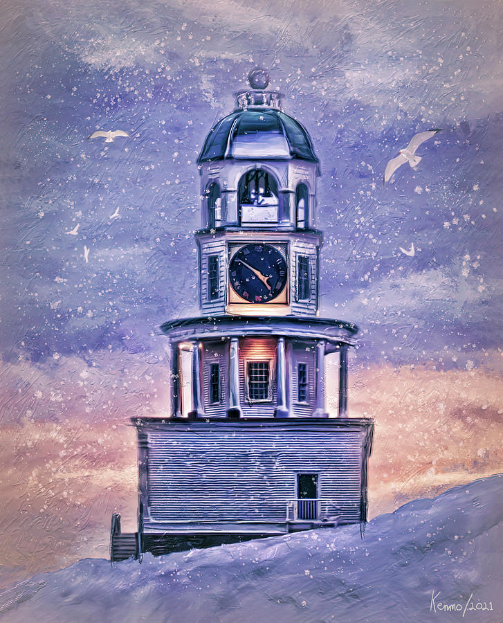 Snowy Winters Day For Town Clock Digital Art by Ken Morris