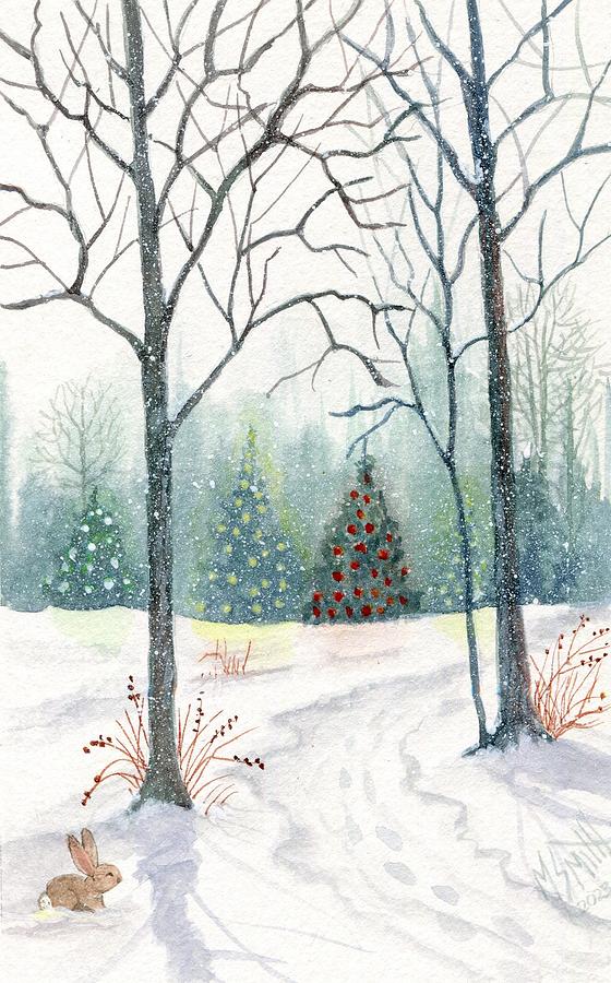 Snowy Woodland Painting by Marilyn Smith