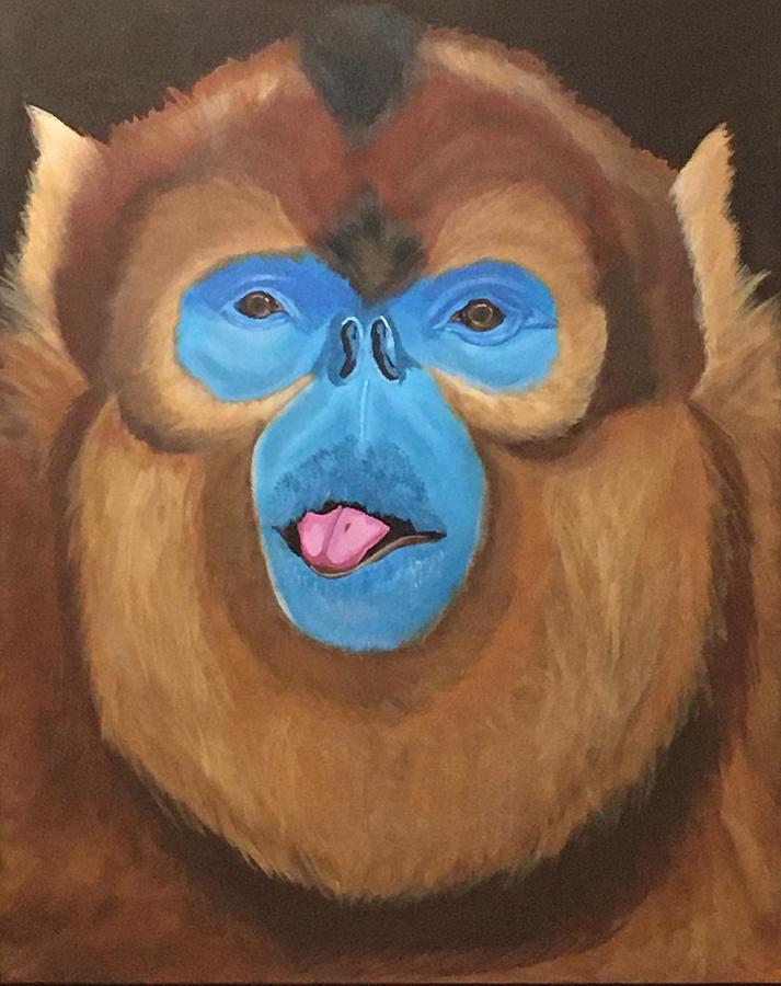 Snub Nose Monkey-Back at You Painting by Bill Manson