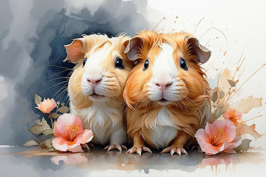 Guinea Pig Digital Art - Snuggle Piggies The Cozy Chronicles of Guinea Pig Cuddles by Ashira Creations