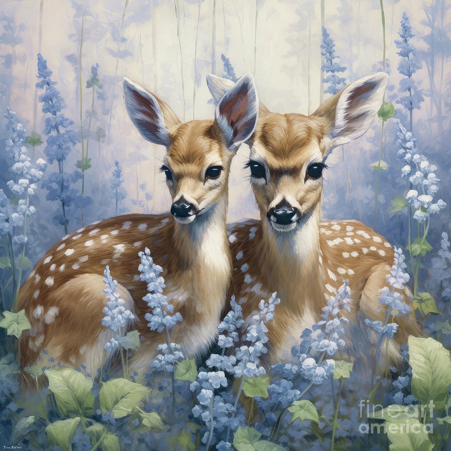 Snuggling In The Lupines Painting by Tina LeCour