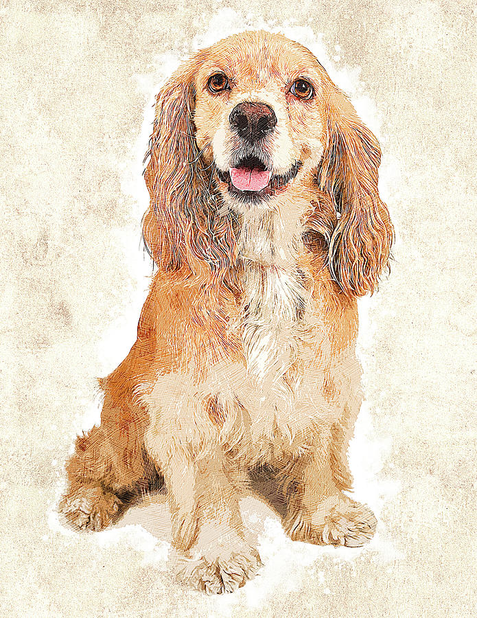 So Cute and Hot, Cocker Spaniel Dog Painting by Custom Pet Portrait Art Studio