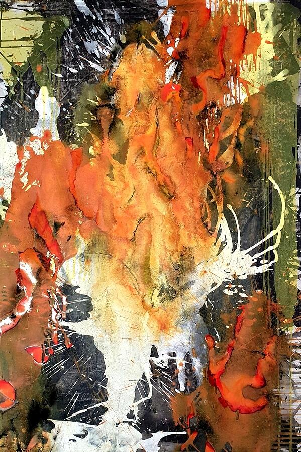 Abstract Mixed Media - so nah am Feuer by Brigitte Willener