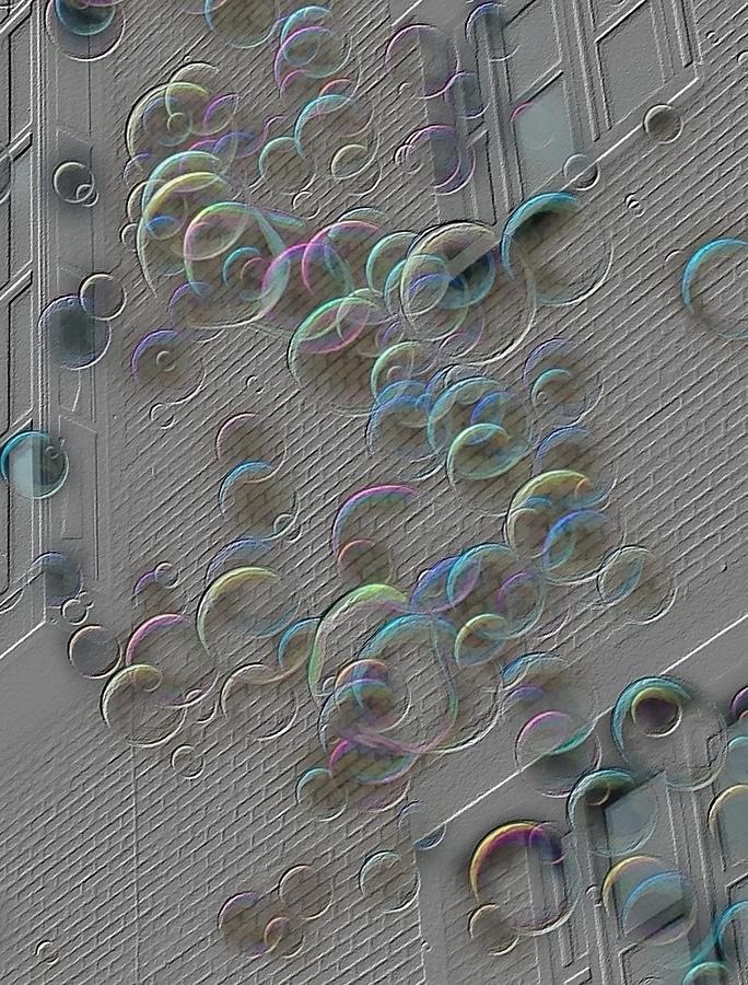 Soap Bubbles and Brick Wall Abstract Photograph by Marianna Mills