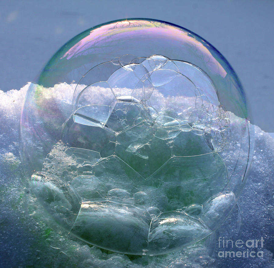 Soap Bubbles on Snow Series_ Bubble One Photograph by Nina Silver