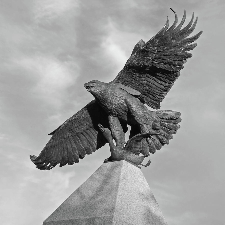 Soar like an eagle. Swampscott MA Eagle Statue Black and White Photograph by Toby McGuire