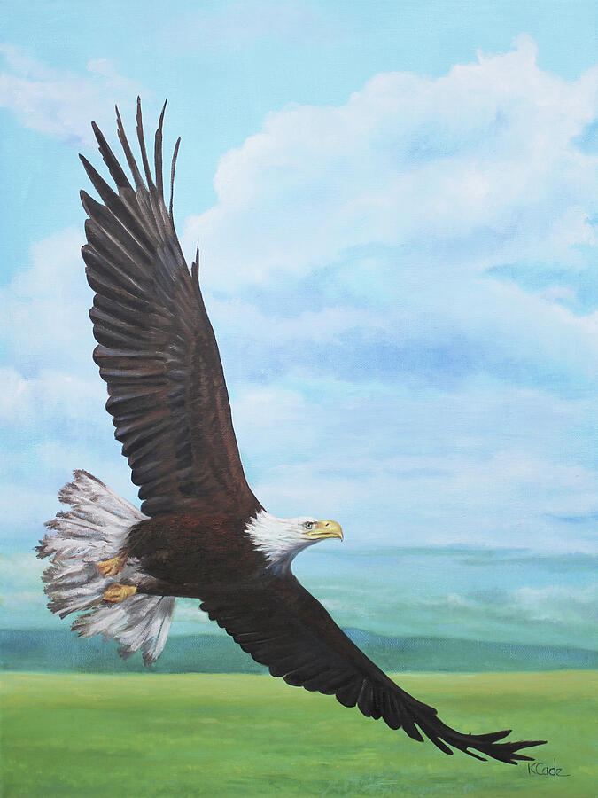 Soaring amongst the clouds Painting by Karen Cade