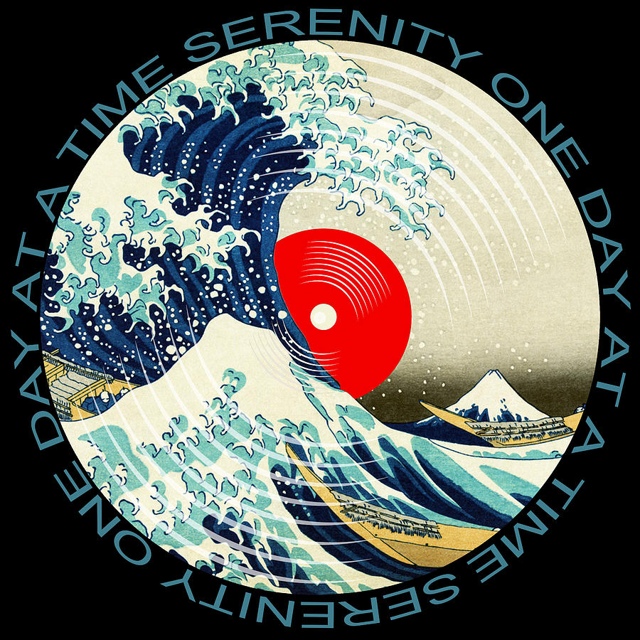 Sobriety Serenity One Day At A Time Aa Sober Tee Tees T-shirt Great Wave Painting