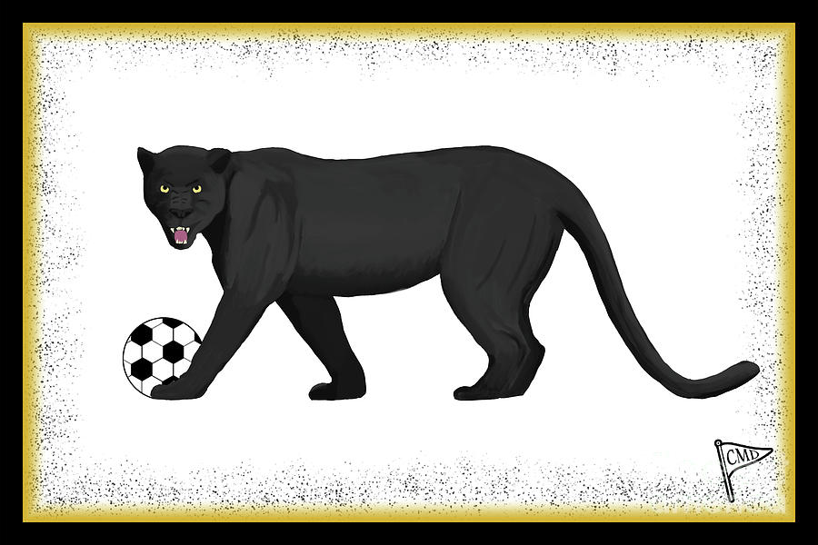 Panther Digital Art - Soccer Black Panther  by College Mascot Designs