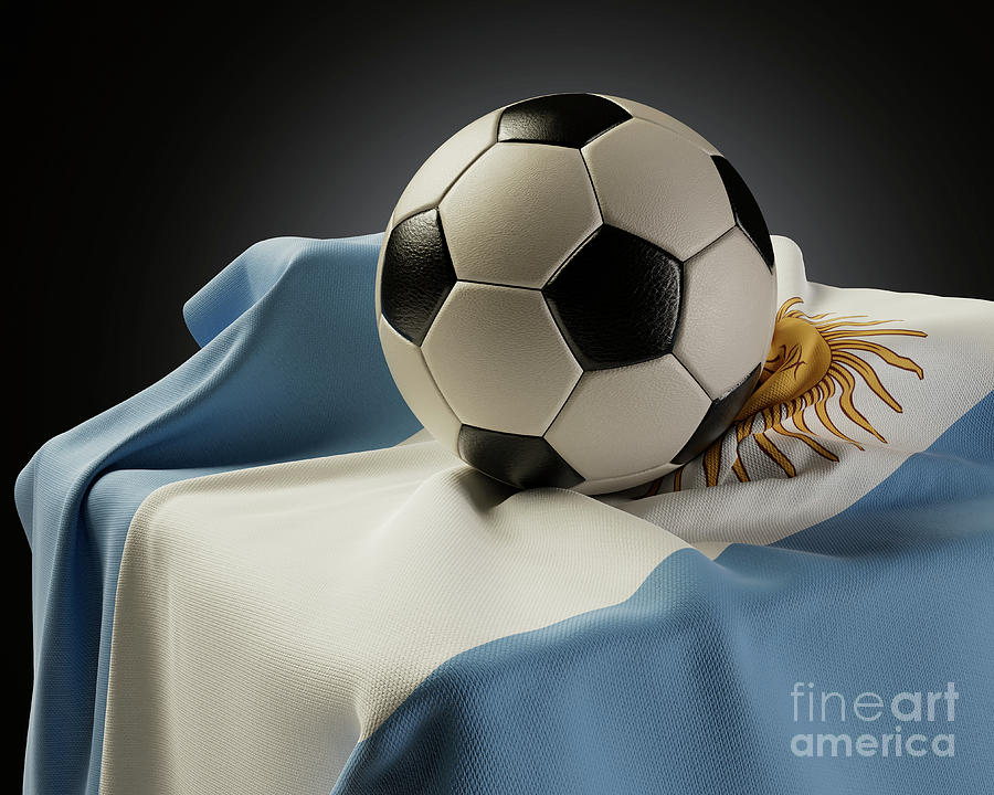 Soccer Ball And Argentina Flag Digital Art