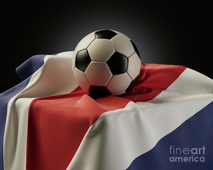 Soccer Digital Art - Soccer Ball And Costa Rica Flag by Allan Swart