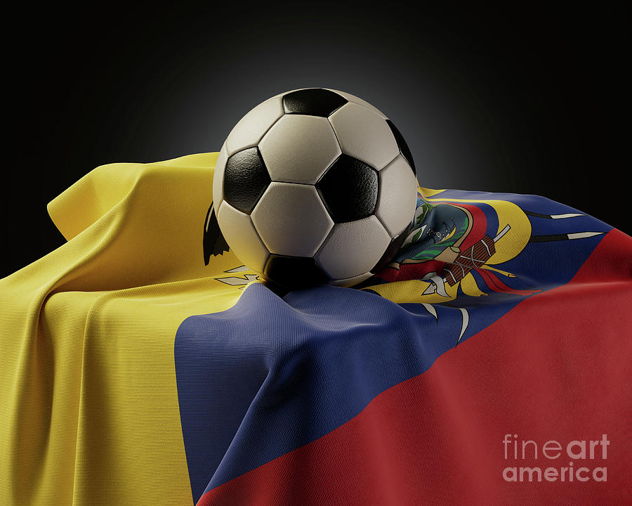 Soccer Digital Art - Soccer Ball And Ecuador Flag by Allan Swart