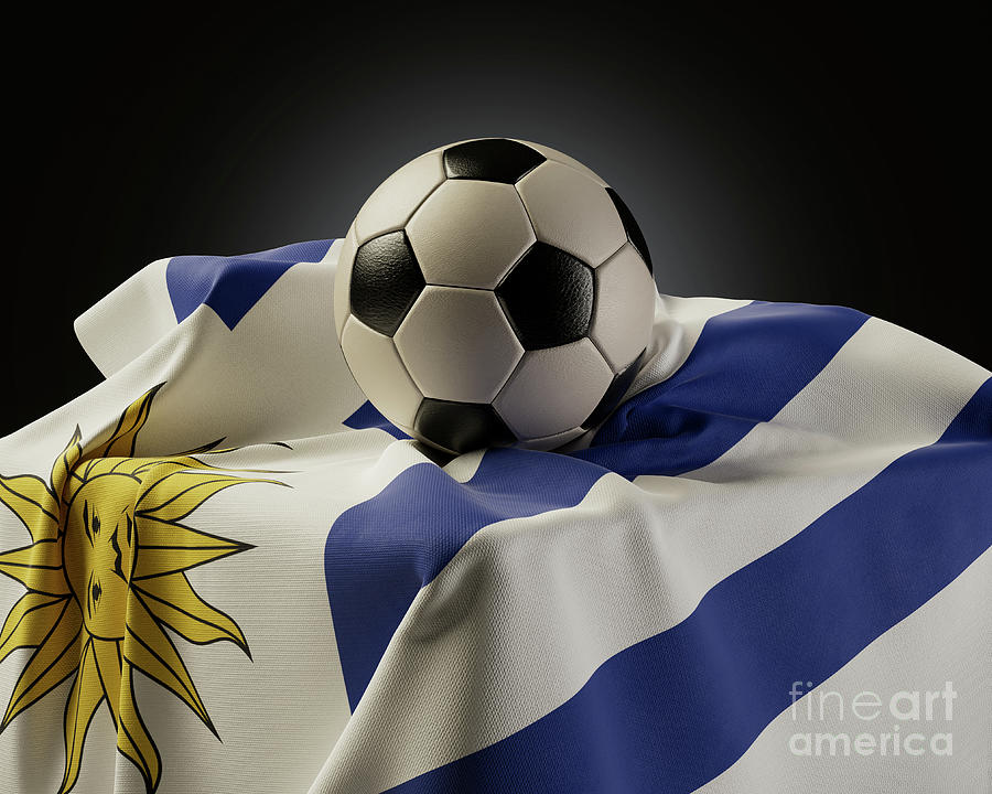 Soccer Ball And Uruguay Flag Digital Art