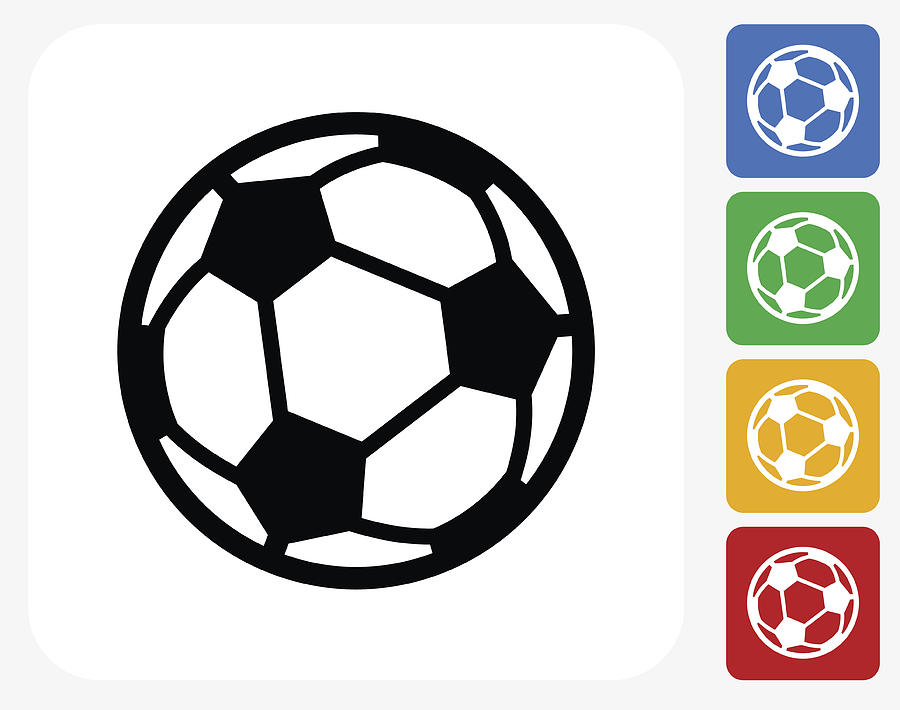Soccer Ball Icon Flat Graphic Design Drawing by Bubaone