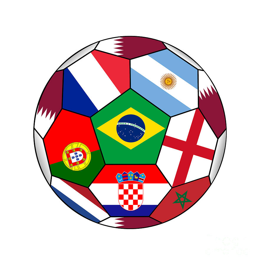 Soccer Ball With Flags Drawing
