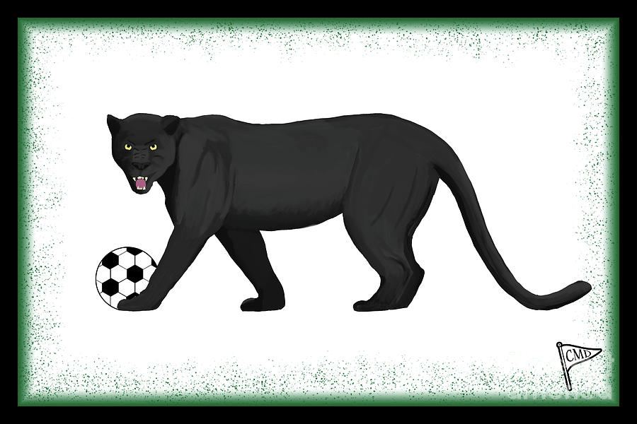 Soccer Digital Art - Soccer Black Panther Green by College Mascot Designs