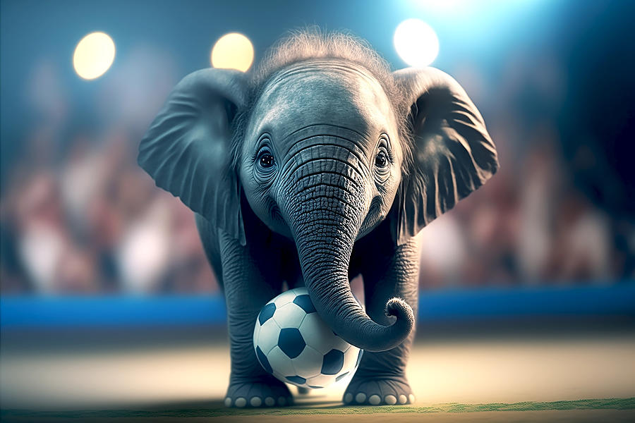 Soccer Elephant Mixed Media by Ed Taylor