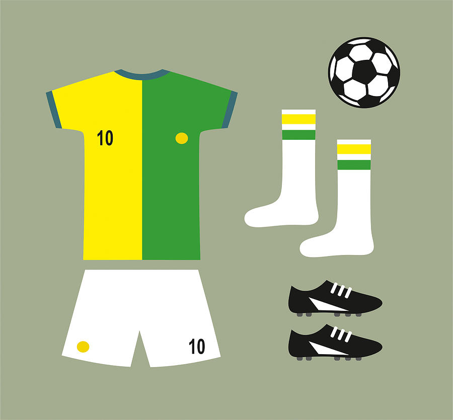 Soccer football team uniform set Drawing by Cako74