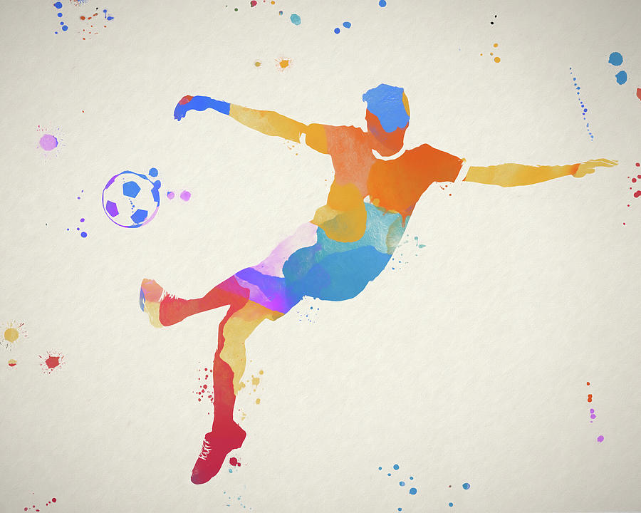 Soccer Kick Color Splash Painting by Dan Sproul
