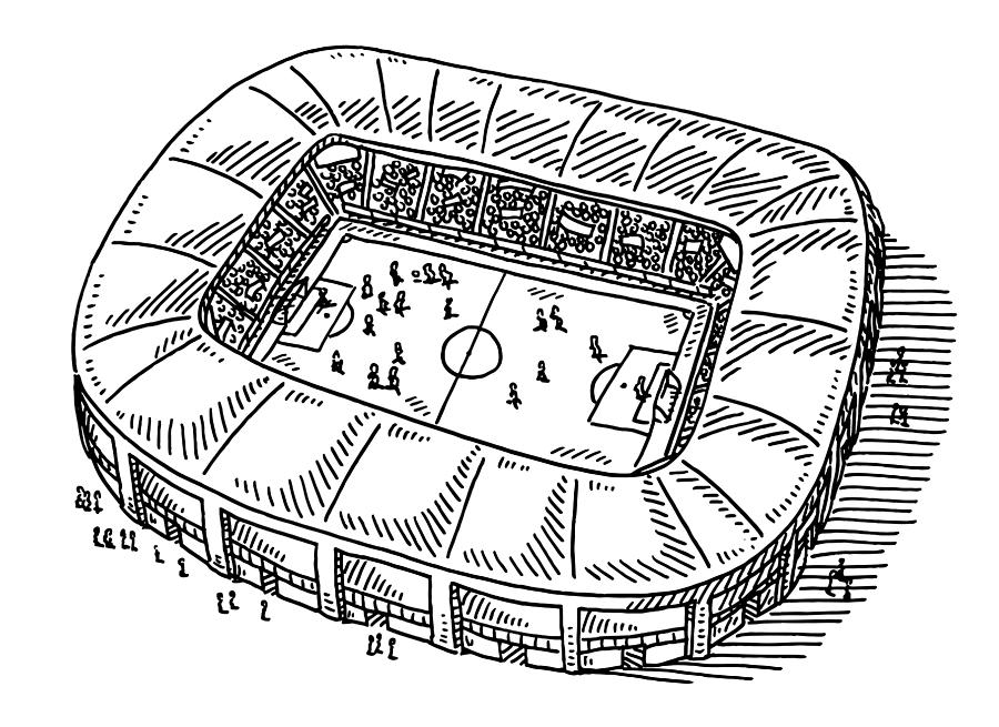 Soccer Stadium Drawing Drawing by FrankRamspott