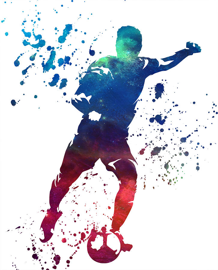 Soccer Watercolor Sports Figures Shadow Art 6 Mixed Media by Joe ...