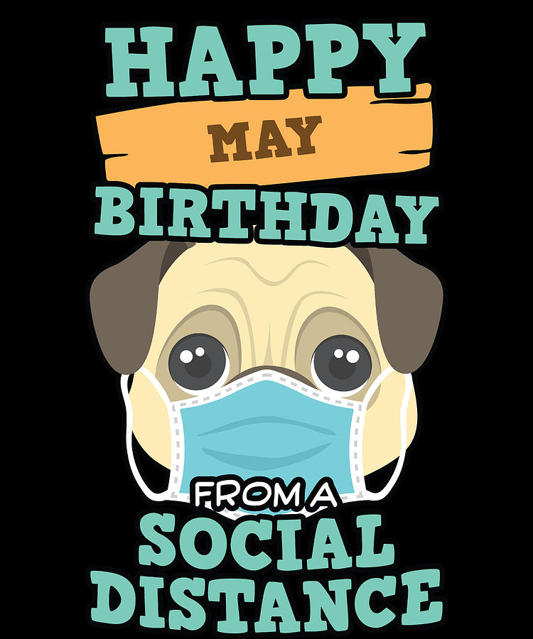 Birthday Gift Digital Art - Social Distancing Gift Happy May Birthday From A Pug Social Distance by Orange Pieces Birthday Gift Digital Art - Social Distancing Gift Happy May Birthday From A Pug Social Distance by Orange Pieces