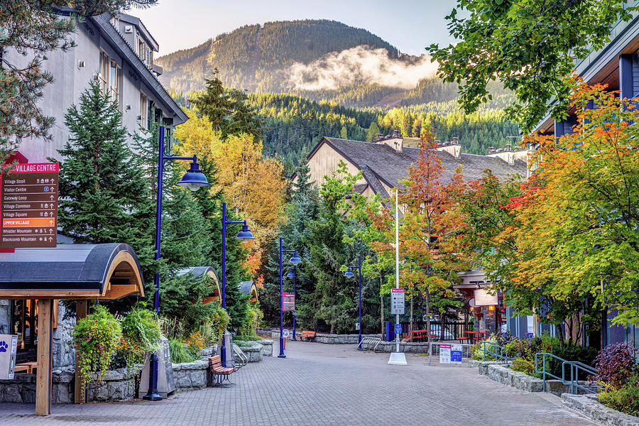 Social distancing in Whistler Village in the Fall Photograph by Pierre Leclerc Photography