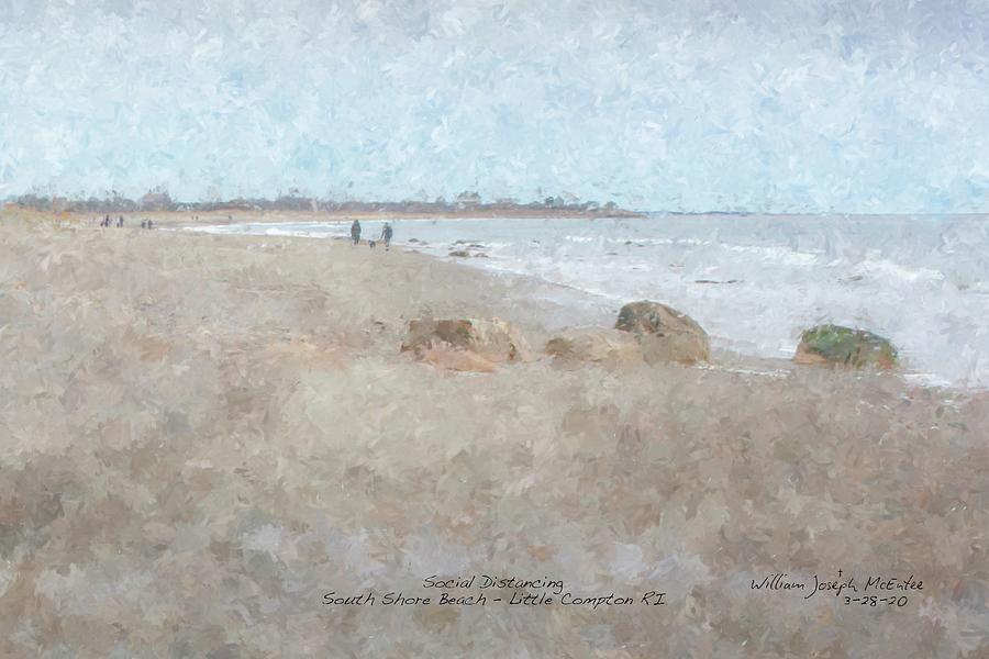 Social Distancing South Shore Beach Little Compton Painting by Bill McEntee