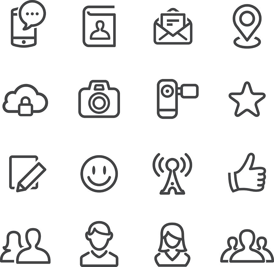Social Media Icon Set - Line Series Drawing by -victor-