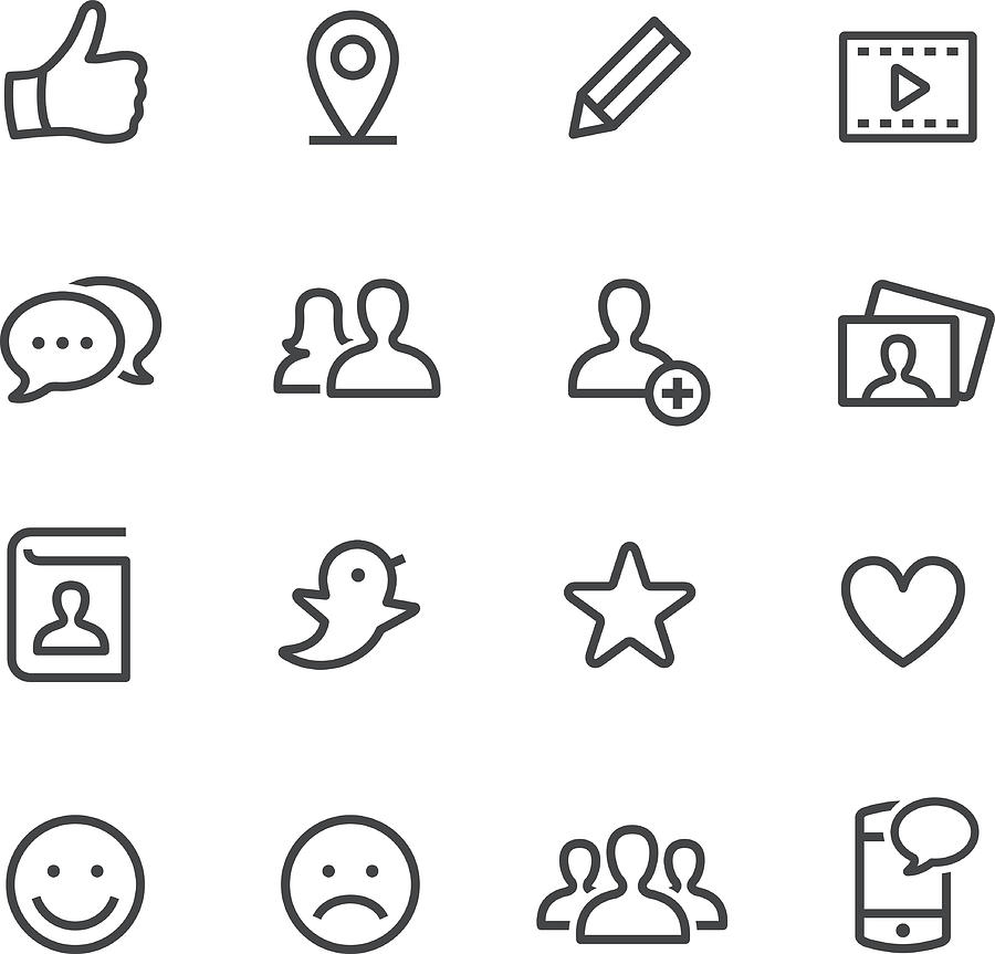 Social Media Icons - Line Series Drawing by -victor-