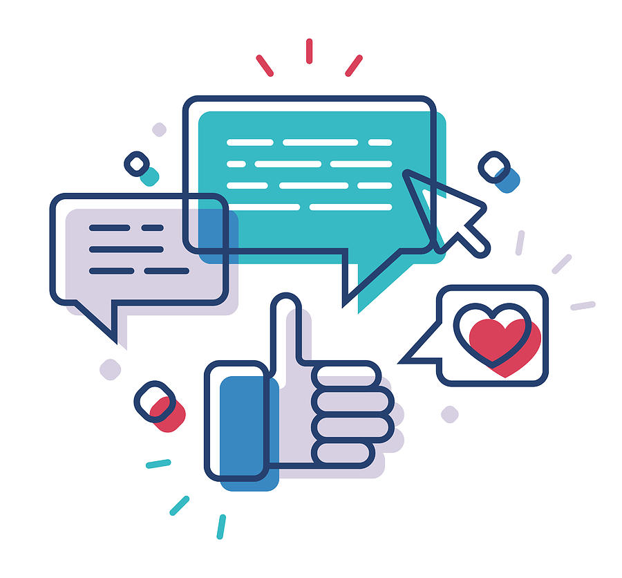 Social Media Thumbs Up Communication Drawing by Filo