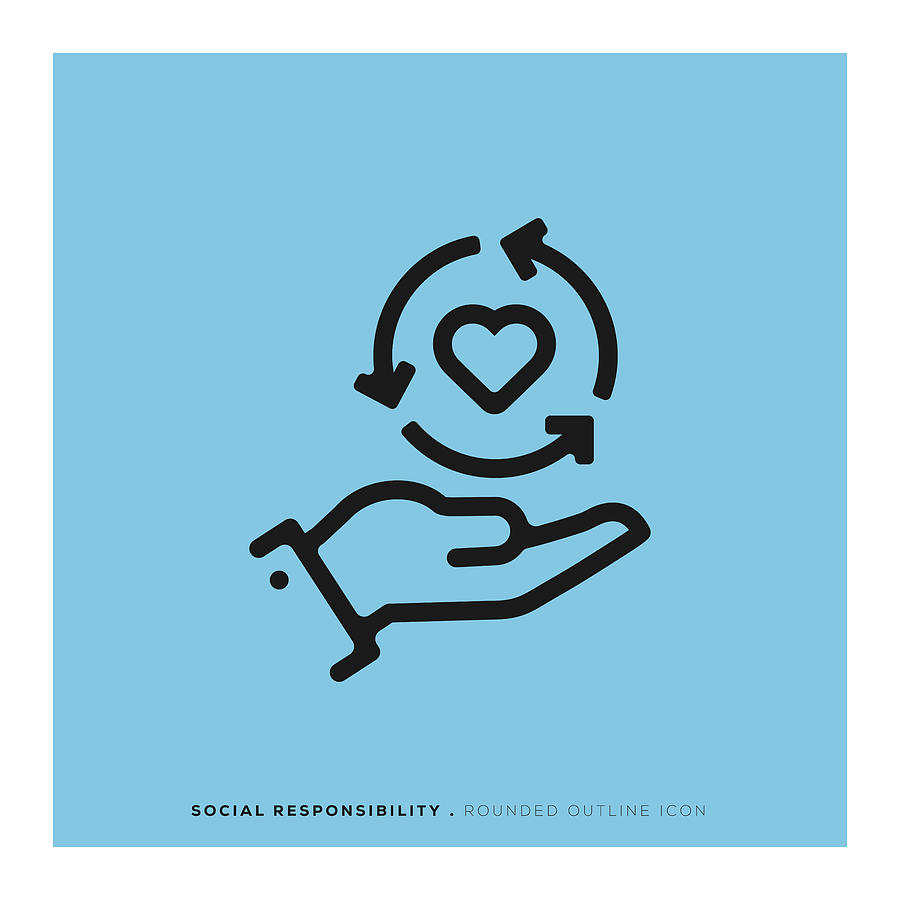 Social Responsibility Rounded Line Icon Drawing by Enis Aksoy