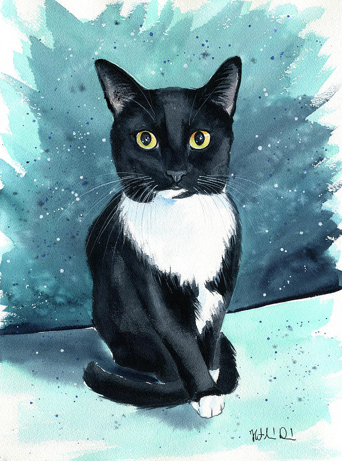 Socks Tuxedo Cat Painting Painting by Dora Hathazi Mendes