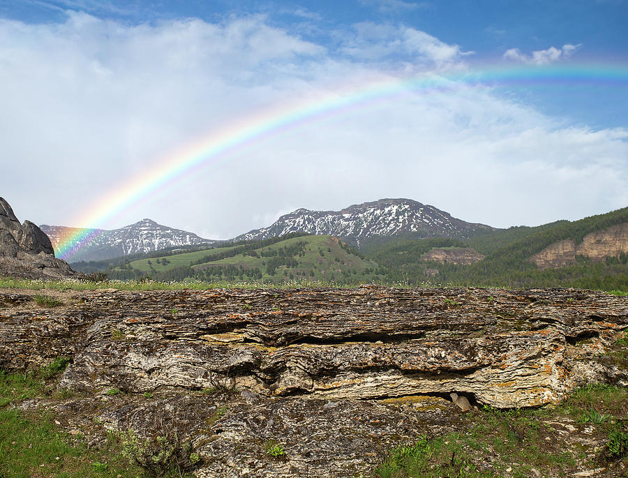 Soda Butte Squirrel and Rainbow Photograph by Max Waugh
