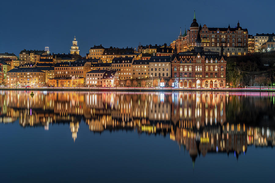 Stockholm Photograph - Sodermalm and Mariaberget blue hour reflection by Dejan Kostic Stockholm Photograph - Sodermalm and Mariaberget blue hour reflection by Dejan Kostic