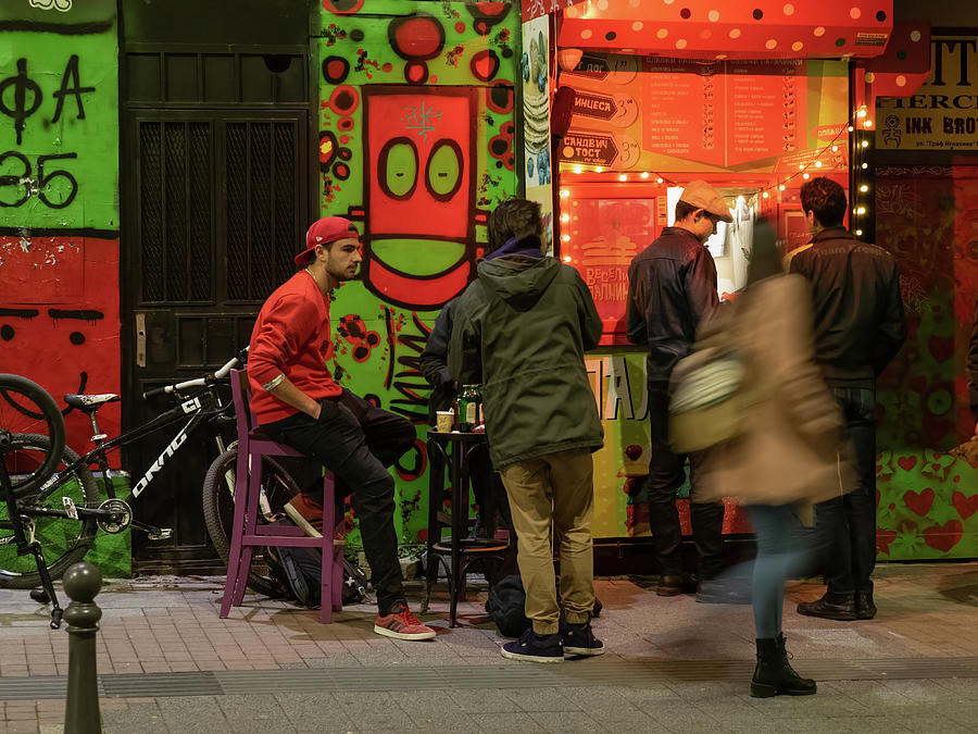 Sofia street snack bar at night Photograph by Jivko Nakev