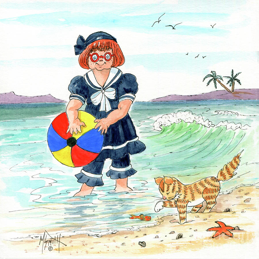 Sofie At The Beach Drawing by Marilyn Smith