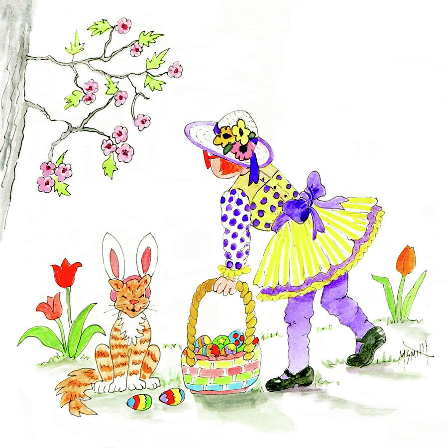 Sofies Egg Hunt Drawing by Marilyn Smith